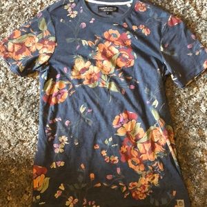 Navy blue floral pattern tee